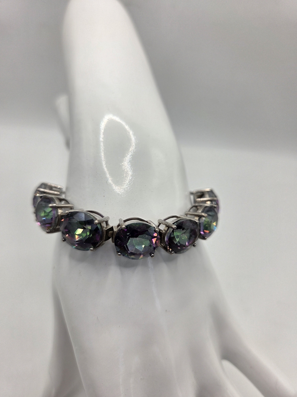 Chuck Clemency Mystic Topaz Bolo Expansion Bracelet Rhodium - Picture 2 of 5